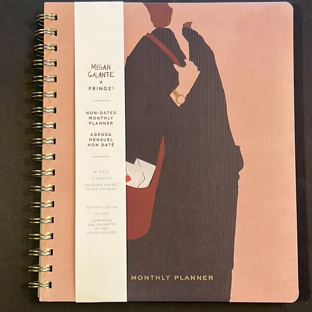 Megan Galante non-dated monthly planner-12 month-pocket & tab-divider-152 pg-NWT